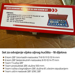 Set alata za čepove kartere ulja – 18 dijelova