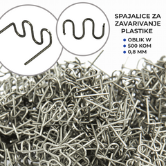 Spajalice za zavarivanje plastike – oblik W / 500 kom / 0,8 mm