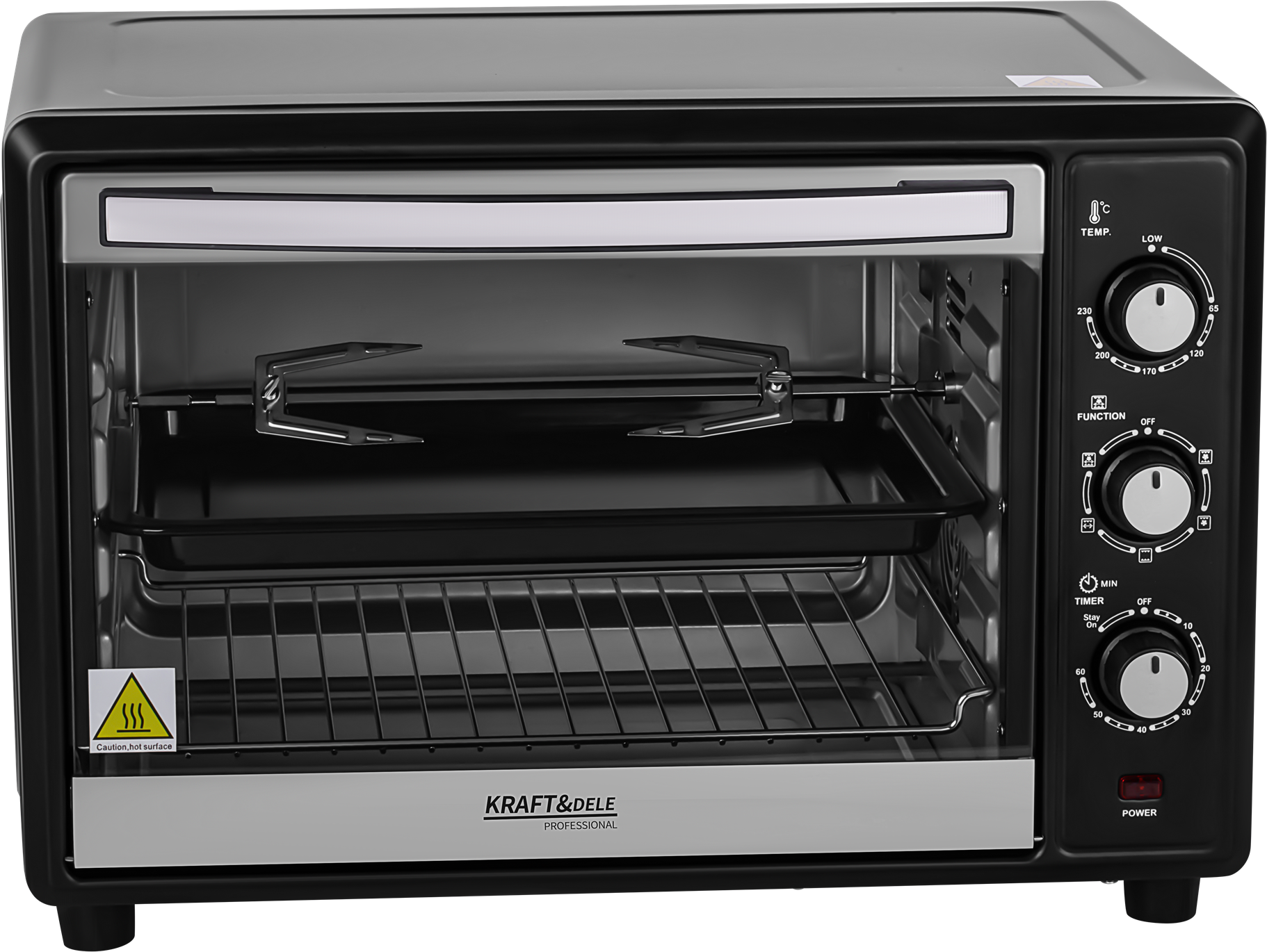 Električna pećnica 45L 2000W s roštiljem i roštilj-ražnjem