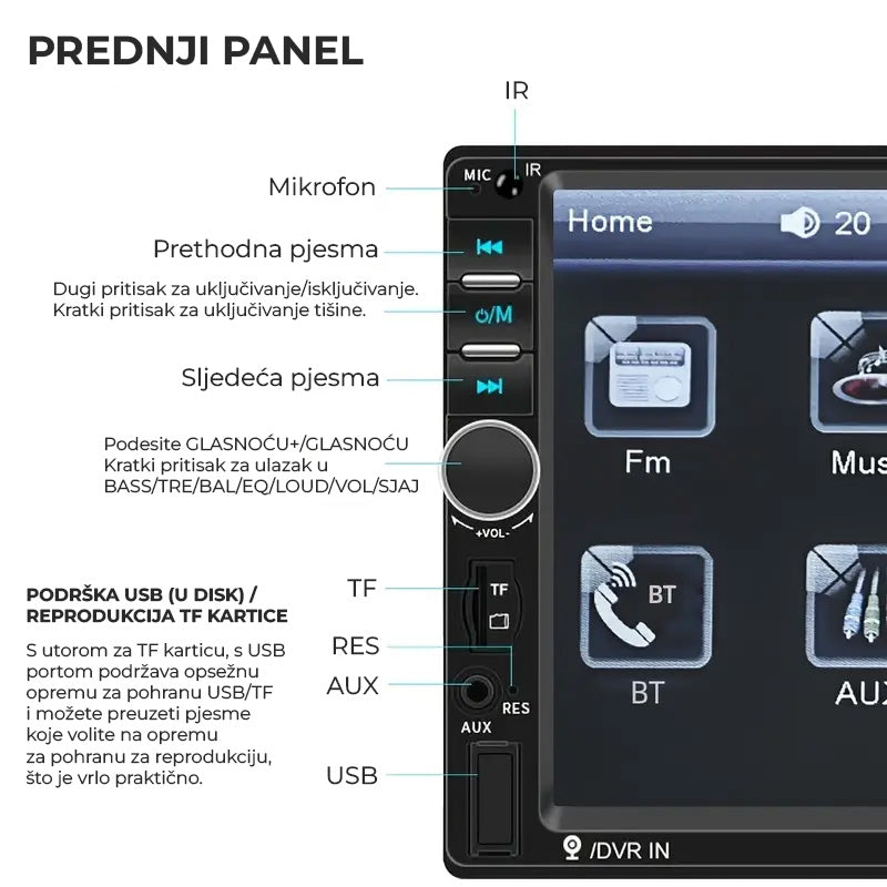 AUTO RADIO LCD + kamera + daljinski