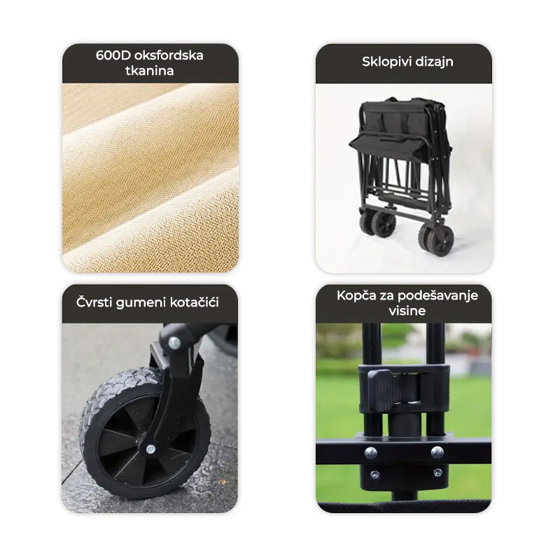 Sklopiva kolica za plažu - Kapacitet 100L / Nosivost 100kg